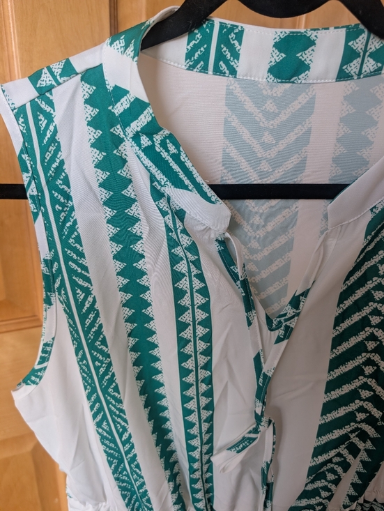 Cupshe White Midi Dress with Teal Stripe Print - Picture 2 of 7